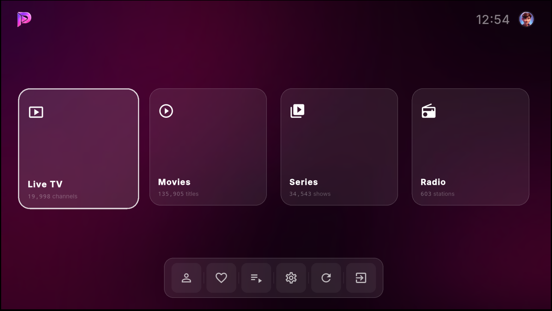PurePlayer home screen